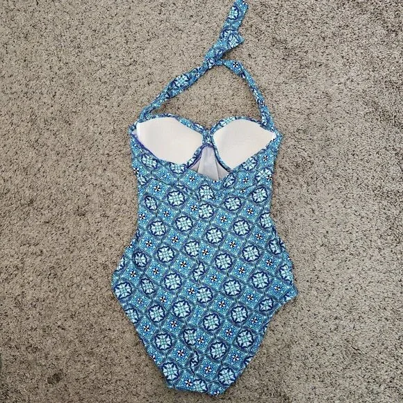 Spanx Love Your Assets Medallion Geo Turquoise Slimming One Piece Swimsuit L - Picture 7 of 12